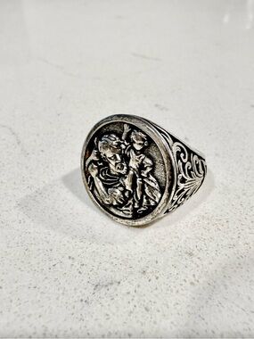 Men's Silver St. Christopher Signet Ring